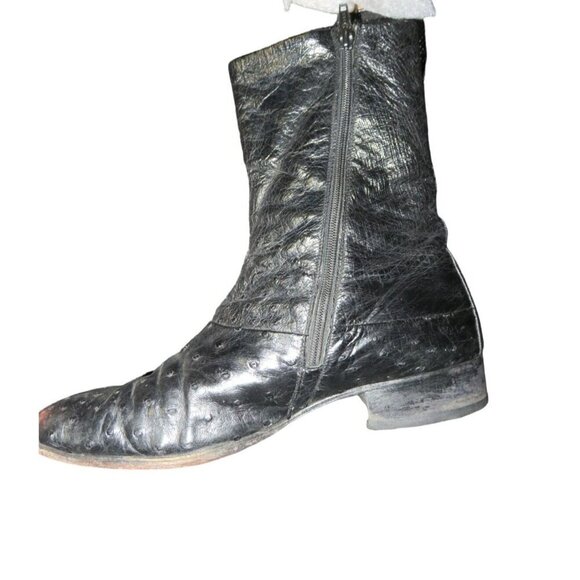 MORESCHI ITALY Genuine Ostrich Skin Boots with Brass Boots Soles size 9 Vintage - Picture 7 of 12